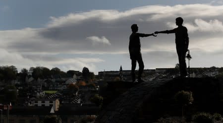 The 'Hands Across the Divide' statue is seen in Londonderry, Northern Ireland