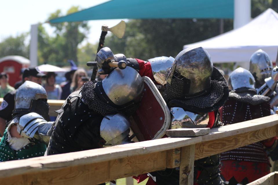 Knights do battle at the Cavern City Renaissance Festival, Oct. 1, 2022 in Carlsbad.