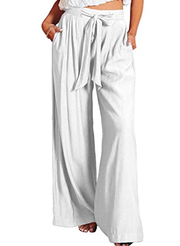 LYANER Women's Casual High Waist Flare Pants Solid Stretchy Bell