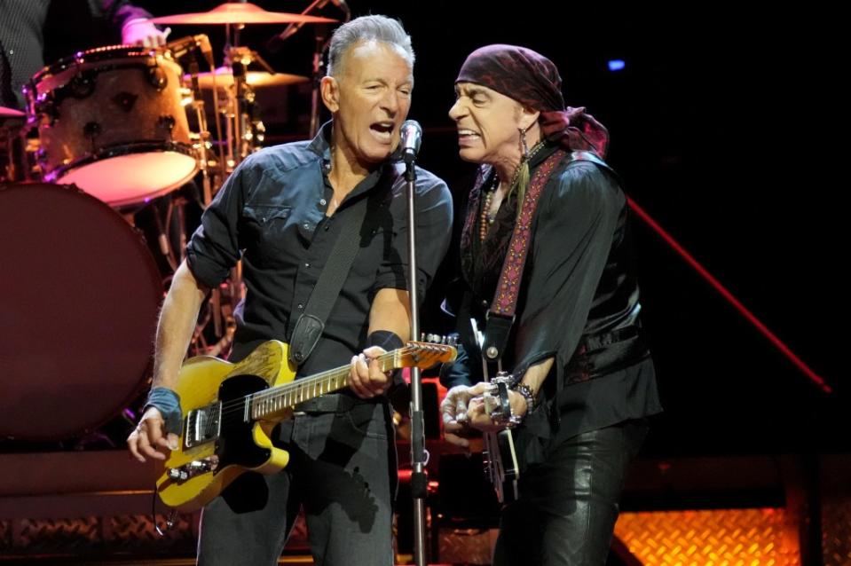 Springsteen was back rocking with Steven Van Zandt at the T-Mobile Arena in Las Vegas on Friday. FilmMagic