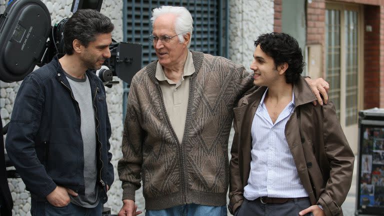 Leonardo Sbaraglia, Federico Luppi y Martín Slipak, en el set de la película Sin retorno