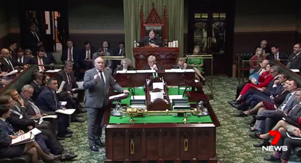 NSW Corrections Minister David Elliott, speaking in parliament, says he will write to the prisons boss demanding strict conditions if Orkopoulos is given leave against his wishes. Source: 7 News