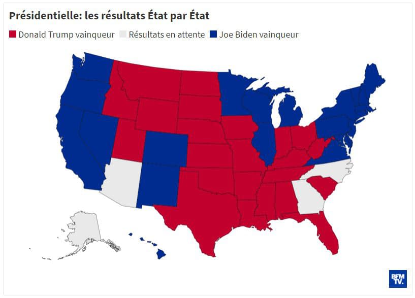 Les résultats État par État après la présidentielle américaine - BFMTV