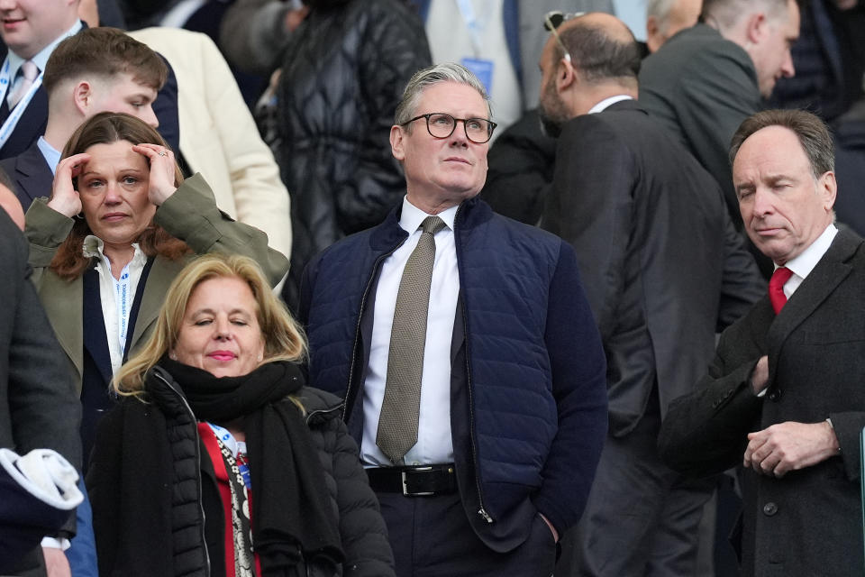 Leader of the Labour Party Sir Keir Starmer in the stands ahead of the Premier League match at Amex Stadium, Brighton. Picture date: Saturday April 6, 2024. (Photo by Gareth Fuller/PA Images via Getty Images)