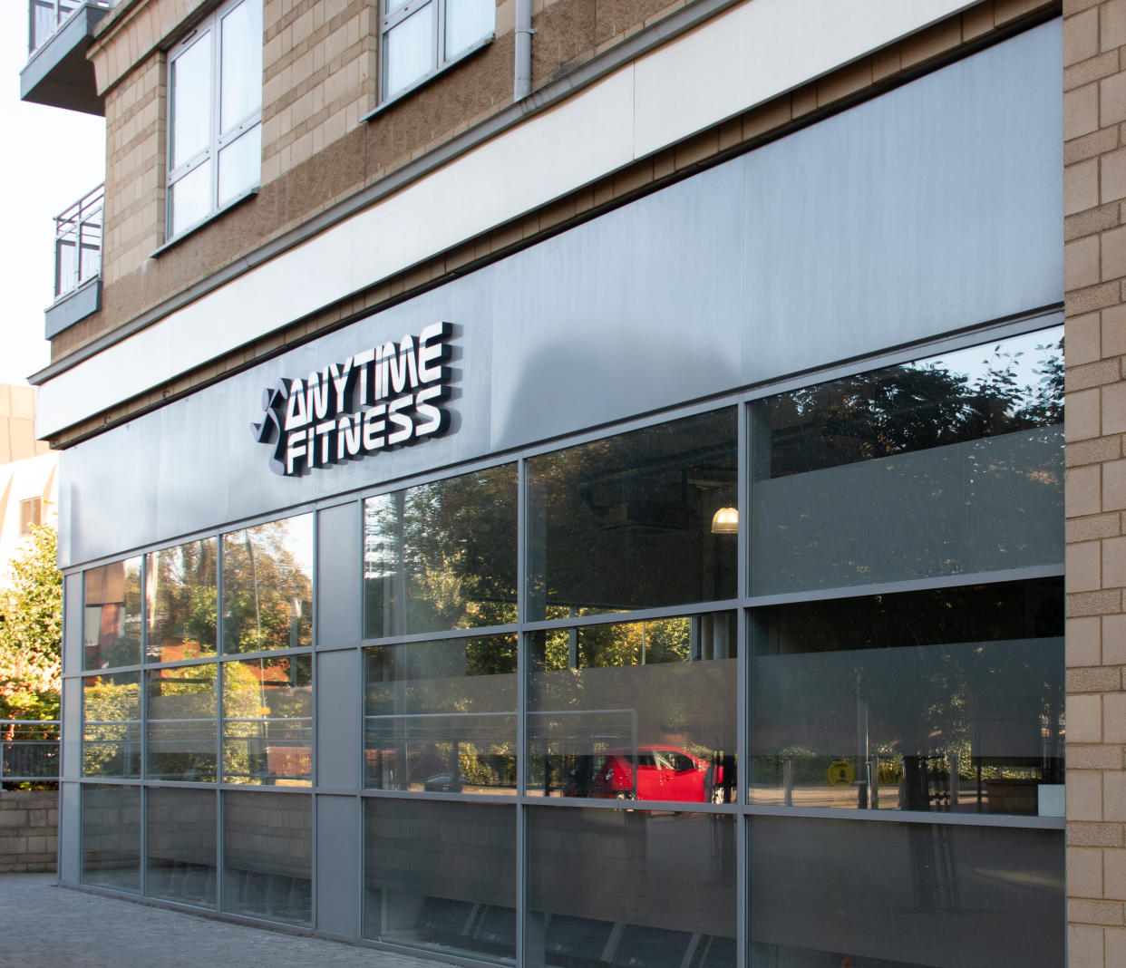 Basingstoke, United Kingdom - September 27 2018:   The frontage of Anytime Fitness Gymnasium in Alencon Link