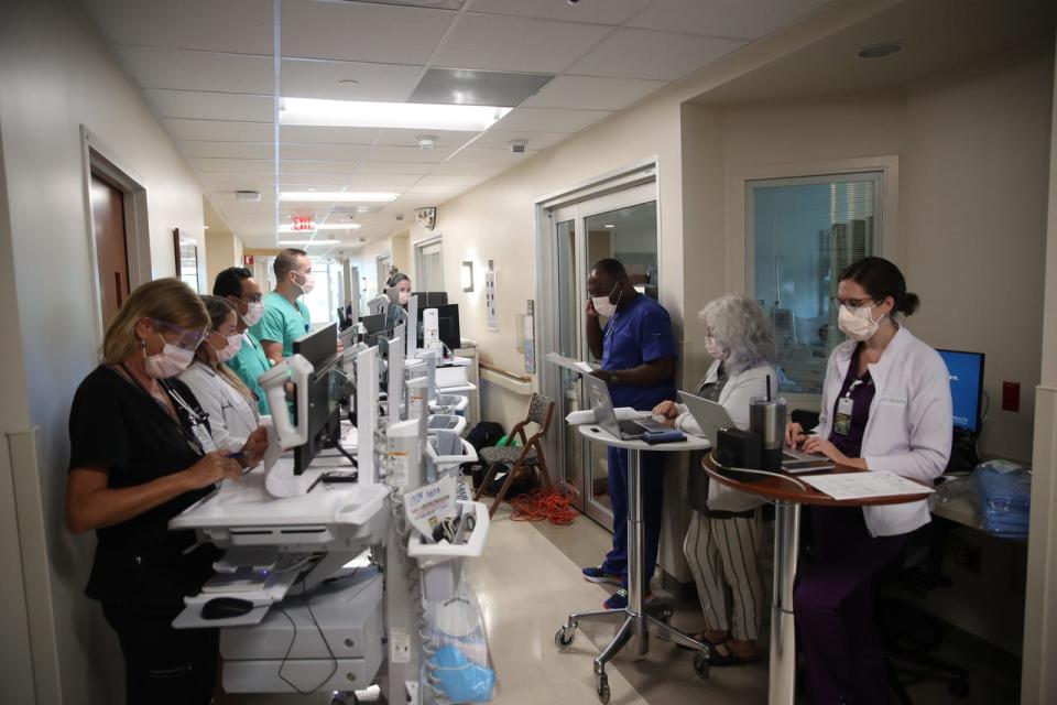 Scenes from Gulf Coast Medical Center during the COVID-19 pandemic.