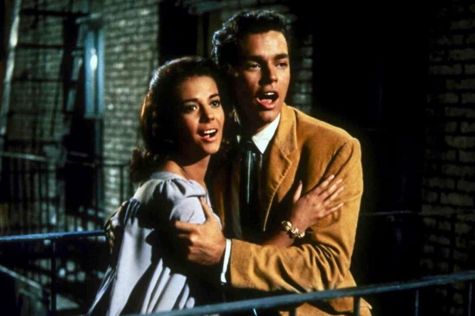Film: West Side Story (1961) with Natalie Wood as Maria and Richard Beymer as Tony. (Handout)