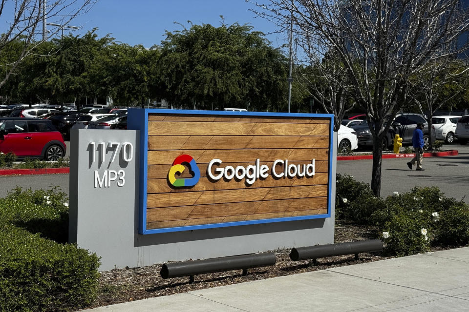 The Google sign is displayed outside the Google offices in Sunnyvale, Calif., on Thursday, April 18, 2024. Google has fired 28 employees who were involved in protests over the tech company’s cloud computing contract with the Israeli government. The workers held sit-ins at the company’s offices in California and New York over Google’s $1.2 billion contract to provide custom tools for Israeli’s military. (AP Photo/Terry Chea)