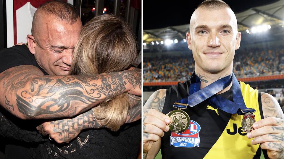 Dustin Martin's father Shane, pictured here watching the AFL grand final from New Zealand.