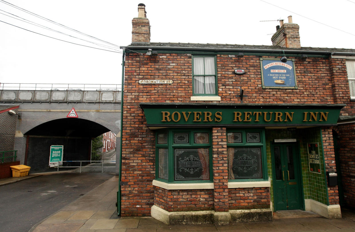 A general view of the Rovers Return Inn on the set of Coronation Street in Manchester. (PA)