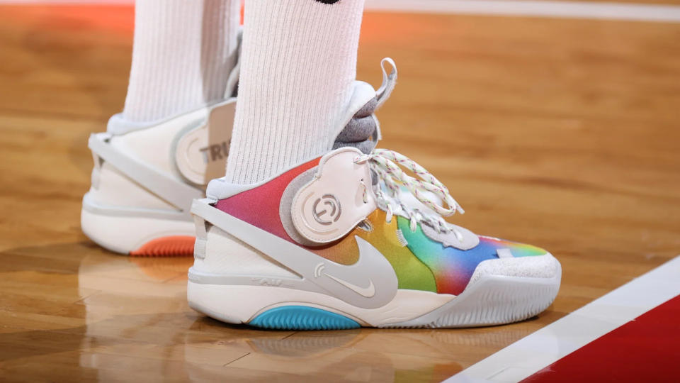 Elena Delle Donne's pride 'Be True' Nike colorway shoes.