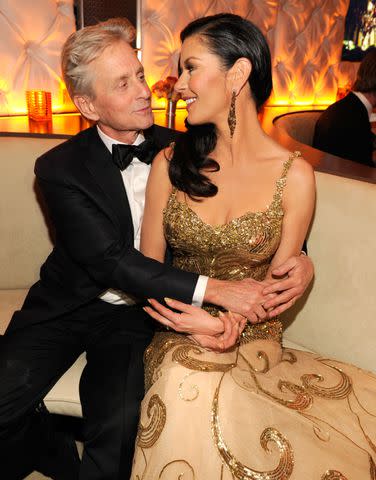 <p>Kevin Mazur/VF13/WireImage</p> Michael Douglas and Catherine Zeta-Jones attend the 2013 Vanity Fair Oscar Party.