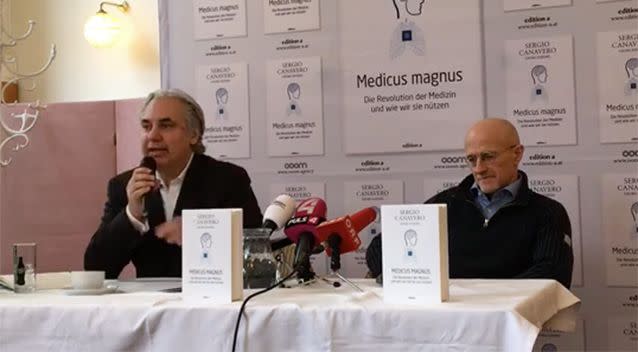 Dr Sergio Canavero at his press conference. Source: Supplied