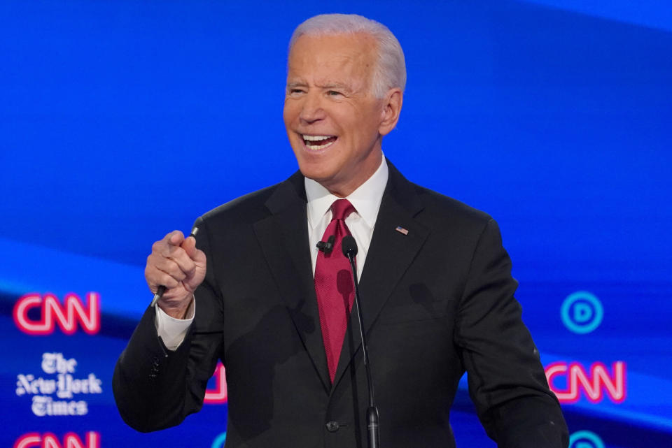 Democratic presidential candidate and former Vice President Joe Biden speaks during the fourth Democratic presidential candidates' debate Tuesday in Westerville, Ohio. (Photo: Shannon Stapleton / Reuters)