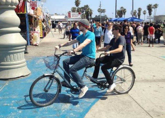 Celebrity photos: We do love a celebrity bromance, so when we saw this picture of Tom Parker and Jay McGuinness riding a tandem together, we decided to nickname the union Jom ParGuinness.