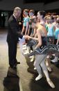 <p>Prince Charles greets young dancers from the Elmhurst Ballet school during a visit to reopen Birmingham's town hall in 2008.</p>