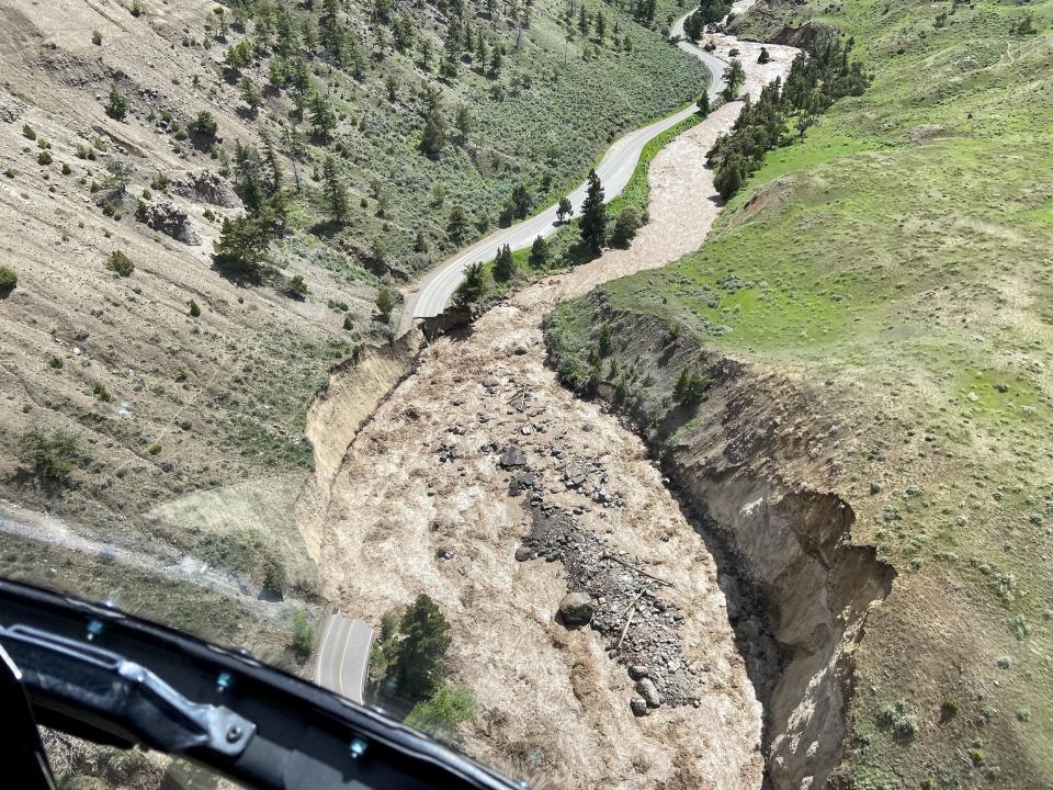 swollen river with eroded banks in yellowstone