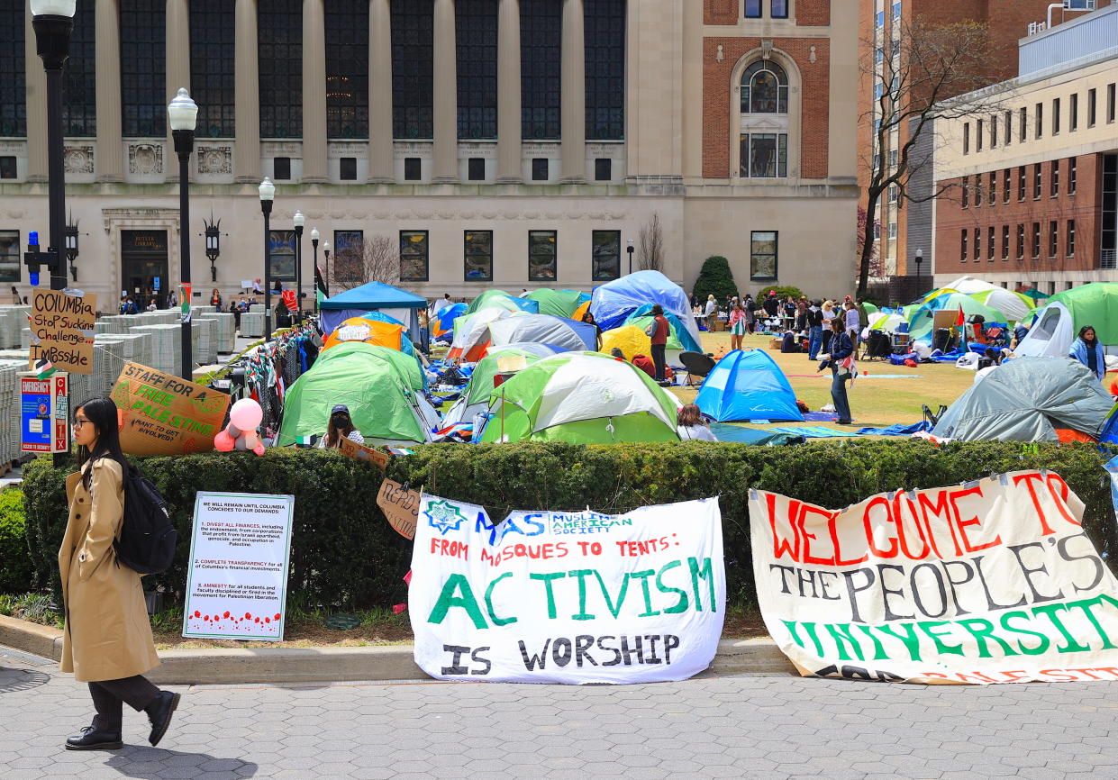 Columbia University students set up an encampment on campus to show solidarity with people in Gaza.