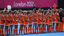 <b>Netherlands women's field hockey team</b><br>Quickly gaining attention as the <a href="http://sports.yahoo.com/blogs/olympics-fourth-place-medal/dutch-field-hockey-popular-reasons-beyond-field-hockey-232321640--oly.html" data-ylk="slk:&quot;best looking team in the Games&quot;;outcm:mb_qualified_link;_E:mb_qualified_link;ct:story;" class="link  yahoo-link">"best looking team in the Games"</a>, the lovely ladies of the Dutch field hockey team have more to offer viewers than just their hockey skills. (Photo by Daniel Berehulak/Getty Images)