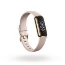 <p>Product render of Fitbit Luxe 3QTR view, in Lunar White and Soft Gold.</p> 