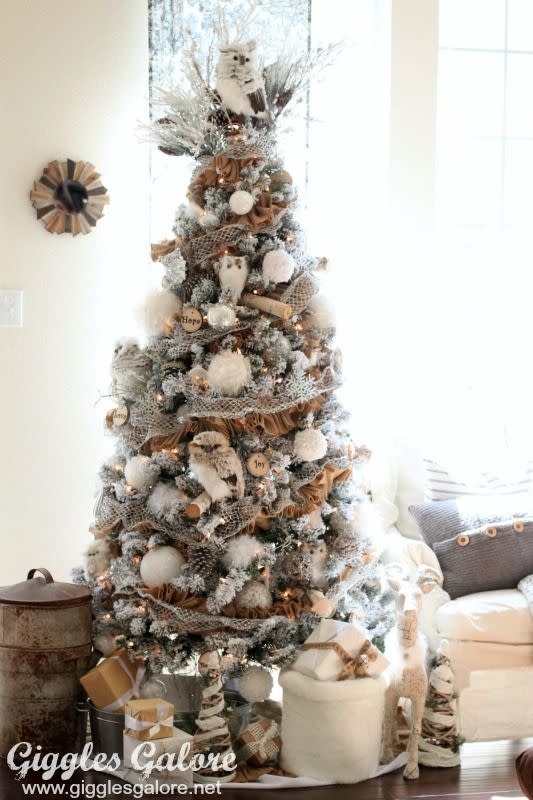 <p>Topped with a snowy owl, this wintry tree is covered in rustic, woodland decor. </p><p><strong>Get the tutorial at <a href="http://gigglesgalore.net/winter-woodland-christmas-tree-michaels-dream-tree-challenge/" rel="nofollow noopener" target="_blank" data-ylk="slk:Giggles Galore;elm:context_link;itc:0;sec:content-canvas" class="link ">Giggles Galore</a>.</strong></p><p><strong><a class="link " href="https://go.redirectingat.com?id=74968X1596630&url=https%3A%2F%2Fwww.grandinroad.com%2Falpine-and-owl-scene%2F464170%3FSourceCode%3DZZ51121%26intlShippingCtx%3DUS%257CUSD%26listIndex%3D0%26offers_sku%3D61956%26catargetid%3D120245400000371795%26cadevice%3Dc%26gclid%3DCjwKCAjwlbr8BRA0EiwAnt4MTnzrRAWDmXtGlAUlcA1-t0bLOqrrL7gU2Y-FOzcCF8YWJSpJ40b5DRoCscUQAvD_BwE&sref=https%3A%2F%2Fwww.countryliving.com%2Fhome-design%2Fdecorating-ideas%2Ftips%2Fg1251%2Ftrim-christmas-trees-1208%2F" rel="nofollow noopener" target="_blank" data-ylk="slk:SHOP OWL DECORATIONS;elm:context_link;itc:0;sec:content-canvas">SHOP OWL DECORATIONS</a><br></strong></p>