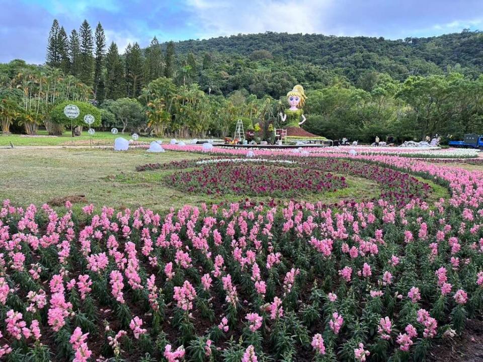 花仙子粉紫色花帶群擺帶您感受「舞動粉紅泡泡」的魅力。   圖：台北市政府工務局公園路燈工程管理處/提供