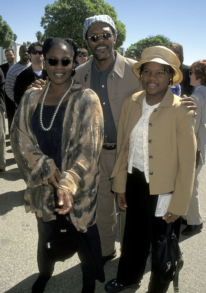 Samuel L. Jackson with his wife and daughter