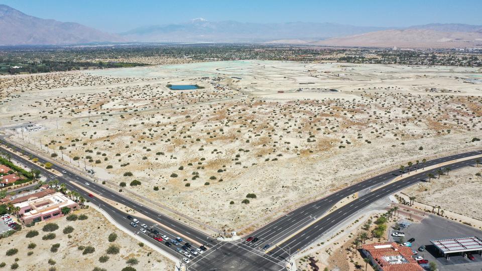 The land where the 618-acre Storyliving by Disney community Cotino will go, seen Friday, May 3, from the intersection of Frank Sinatra Drive and Monterey Avenue in Rancho Mirage.