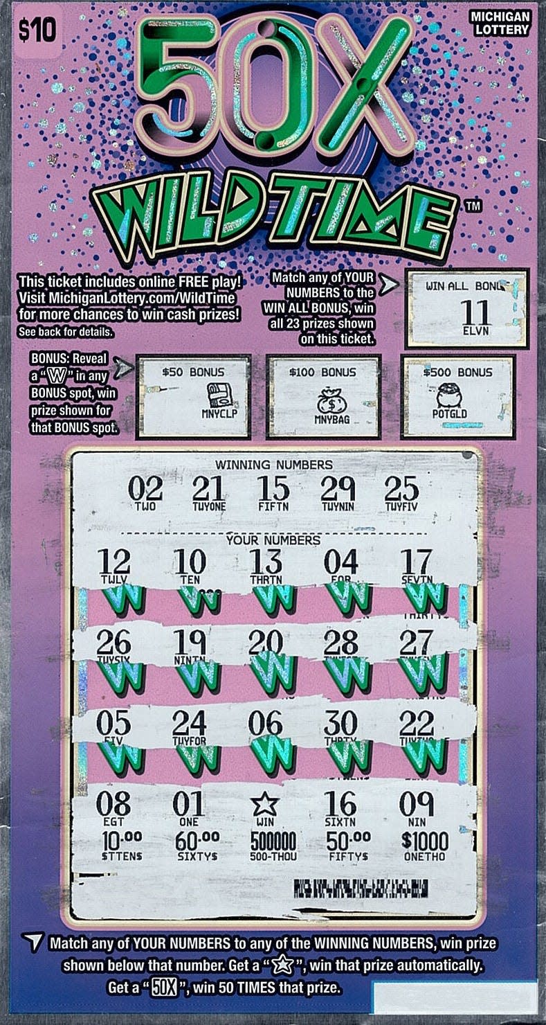 A Genesee County woman recently won $500,000 playing the Michigan Lottery’s 50X Wild Time instant game.