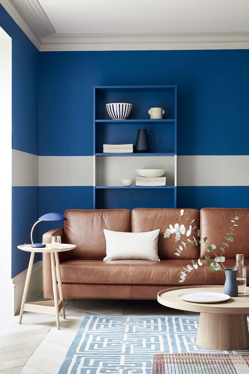 blue living room ideas stripe