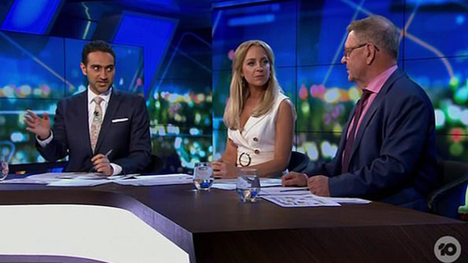 Waleed Aly apologises to Steve Price on The Project. Photo: Channel 10.