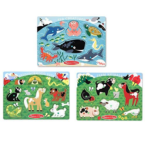 <p><strong>Melissa & Doug</strong></p><p>amazon.com</p><p><strong>$26.29</strong></p><p><a href="https://www.amazon.com/dp/B00ND5XY84?tag=syn-yahoo-20&ascsubtag=%5Bartid%7C10055.g.5150%5Bsrc%7Cyahoo-us" rel="nofollow noopener" target="_blank" data-ylk="slk:Shop Now" class="link ">Shop Now</a></p><p>Kids will learn about matching, shapes and animals with these educational puzzles from Melissa & Doug. They're <strong>easy to grasp for little hands</strong>, so they help develop hand-eye coordination and fine motor skills. Plus, the picture quality is excellent. You get three different wood puzzles (pets, ocean and farm animals) that each have six pieces. <em>Ages 2+</em><br></p>