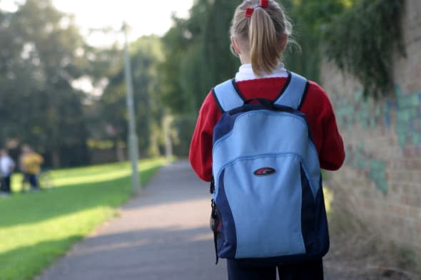 Girl walking to school