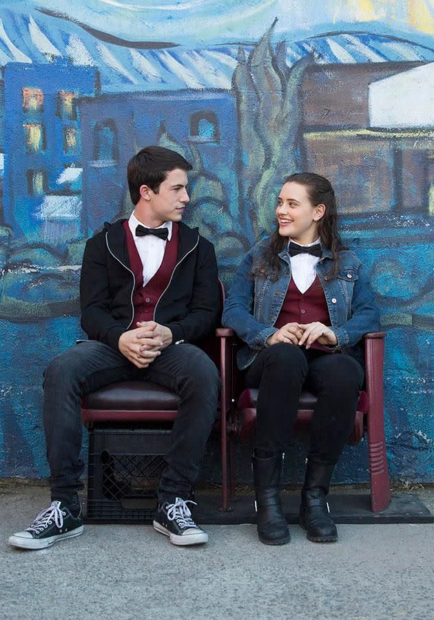 Katherine (with co-star Dylan Minette) wowed viewers in her role as Hannah Baker on 13 Reasons Why. Source: Netflix