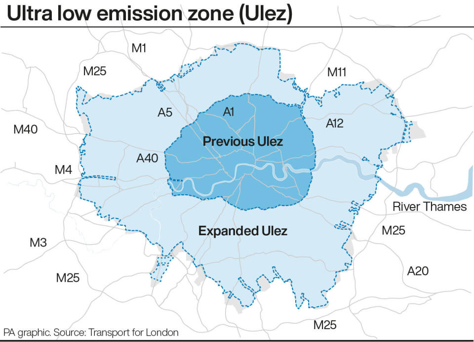 The Ulez zone has expanded across London despite protests. (PA)