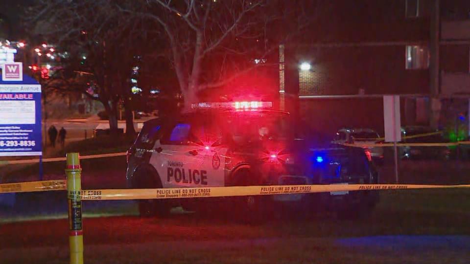 Officers responded to the building near Kennedy and Ellesmere Roads around 7:30 p.m. Sunday, police said. (Prasanjeet Choudhury/CBC - image credit)