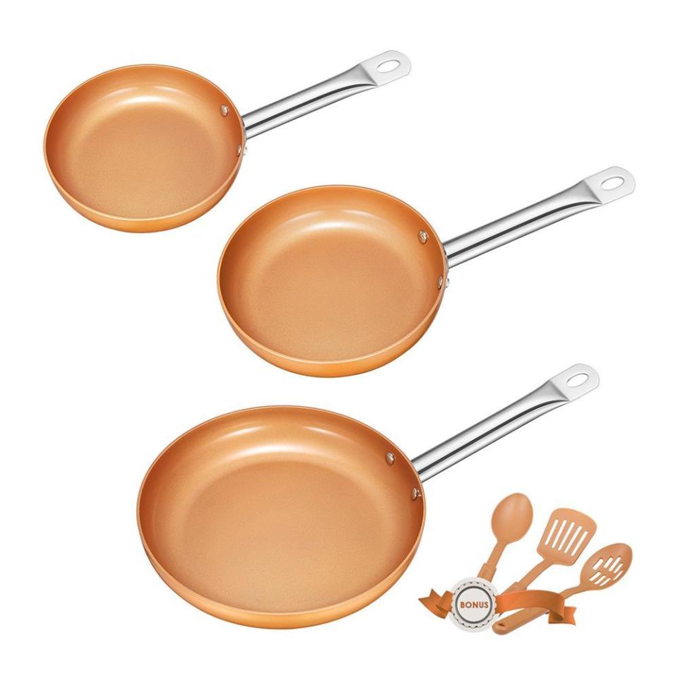 Deik Frying Pan Set, Non-Stick Ceramic Coated Copper Set 8