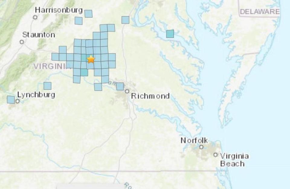 The earthquake hit about 25 miles east of Charlottesville just after 5 a.m. and people reported feeling shaking around the region.