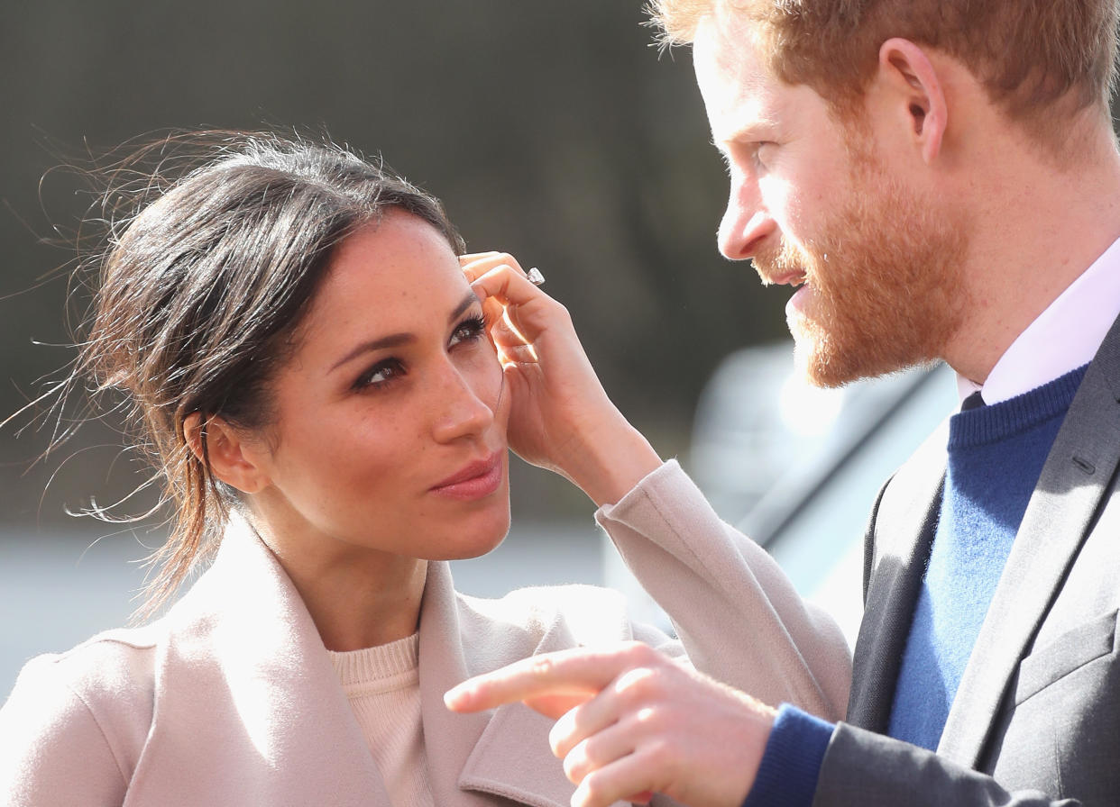 Prince Harry and Meghan Markle visit the Eikon Centre and attend an event to mark the second year of the youth-led peace-building initiative 'Amazing the Space' on March 23, 2018 in Lisburn, Nothern Ireland.