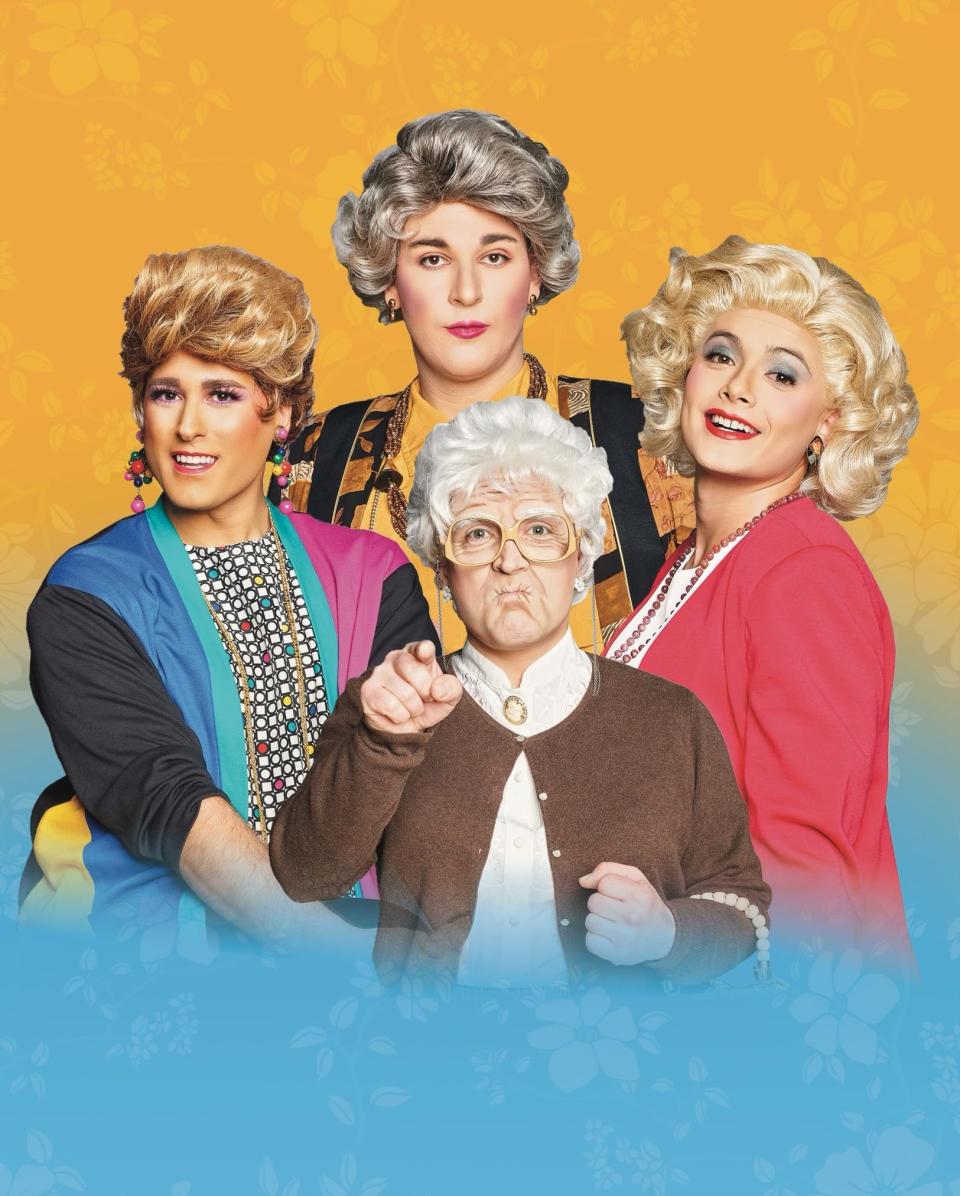 Clockwise from top: Ryan Bernier as Dorothy,  Adam Graber as Rose, Christopher Kamm as Sophia and Vince Kelley as Blanche star in "Golden Girls: The Laughs Continue."