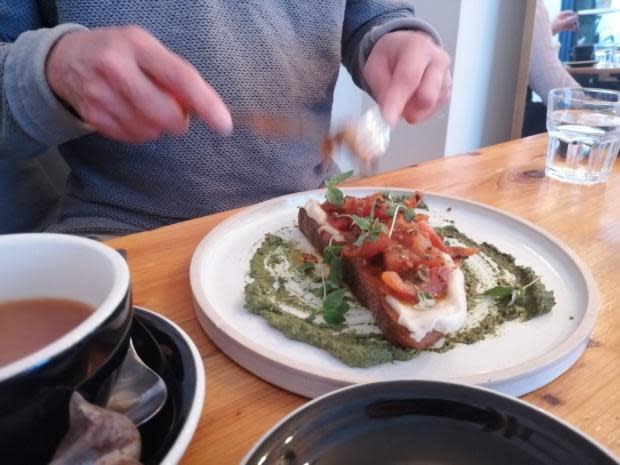 Oxford Mail: Warm Heritage Tomatoes toast at Green Routes Cafe.