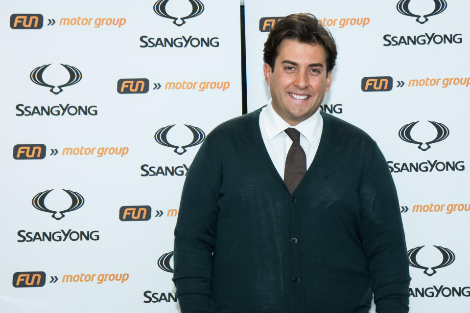 DARWEN, ENGLAND - NOVEMBER 29: James Argent attends the launch of the Ssangyong Musso pick up at Fun Motor Group on November 29, 2018 in Darwen, England. (Photo by Carla Speight/Getty Images)