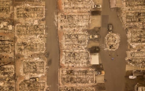 All that's left of a burned neighbourhood in Paradise, California - Credit: Josh Edelson/AFP