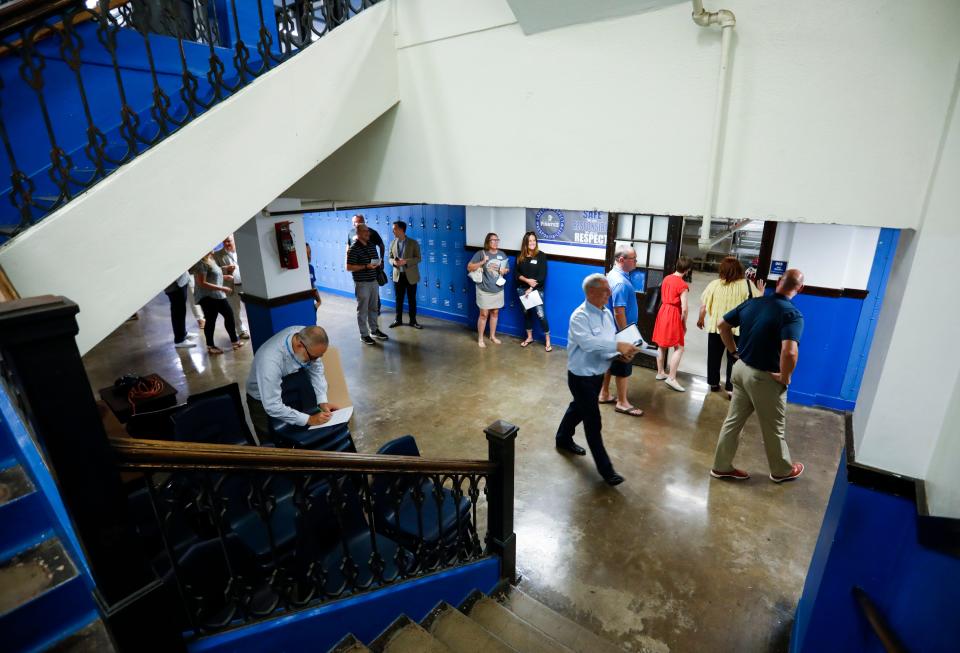 The Springfield Public School Community Task Force on Facilities take a tour of Pipkin Middle School on Tuesday, July 19, 2022. 