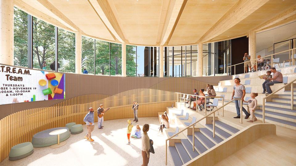 A learning staircase will double as a performance space in the renovated Appleton Public Library.