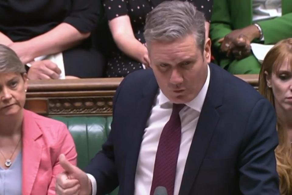 Labour leader Sir Keir Starmer speaking during PMQs on May 24 (PA)