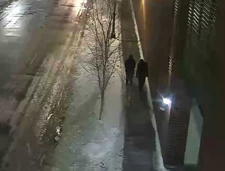 A still image from surveillance video, released by Chicago Police, shows what they say are two persons of interest in their investigation into an assault of "Empire" actor Jussie Smollett in Chicago, Illinois, U.S, January 29, 2019. Picture released January 31, 2019. Chicago Police Department/Handout via REUTERS.