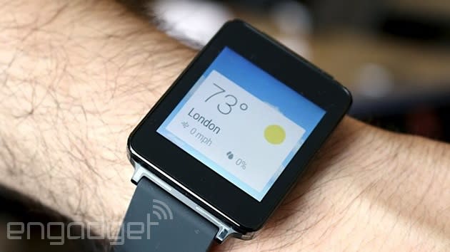 LG G Watch showing the weather