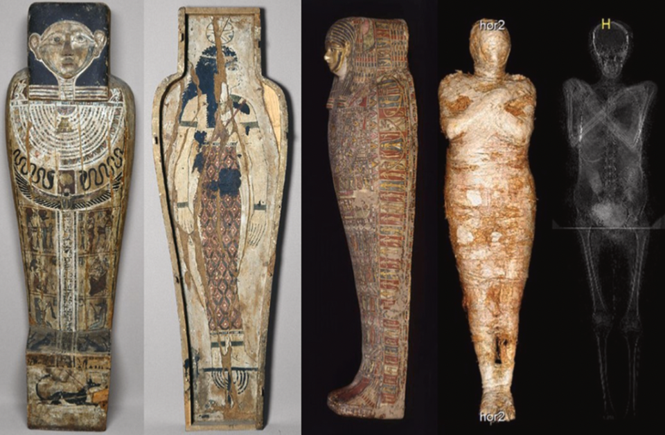 El féretro, el cartonaje funerario, y la momia que Jan Węzyk-Rudzki adquirió  (Warsaw Mummy Project)