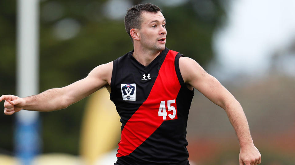 Conor McKenna, pictured here in action for Essendon in the 2020 pre-season comp.